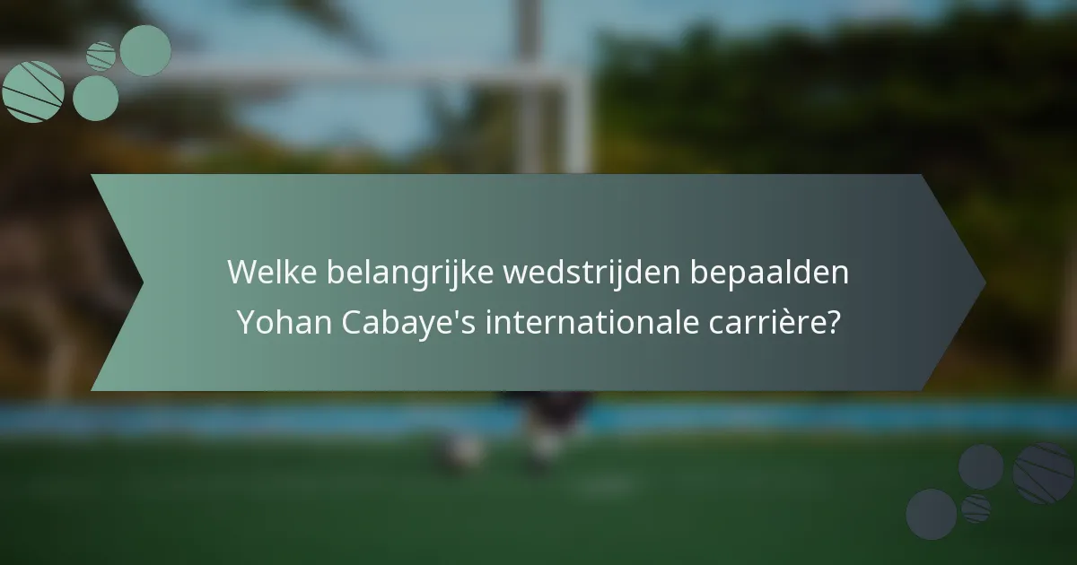Welke belangrijke wedstrijden bepaalden Yohan Cabaye's internationale carrière?