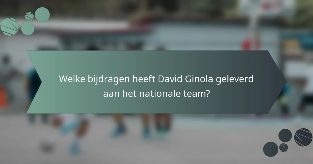 Welke bijdragen heeft David Ginola geleverd aan het nationale team?